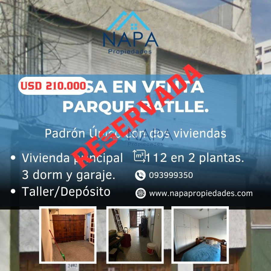 Casa ID.59 - VENTA DE CASA, TRES DORMITORIOS, EN PARQUE BATLLE