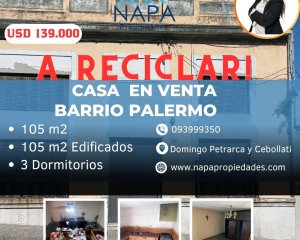 VENTA DE CASA, BARRIO PALERMO, A RECICLAR, CON MAS DE 5 AMBIENTES,
