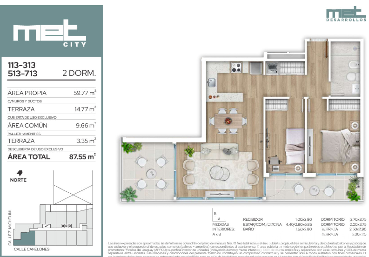 Apartamento ID.1583 - (Ref 3.866) Venta apartamento 2 dormitorios en MET CITY Centro A ESTRENAR en diciembre de 2026!