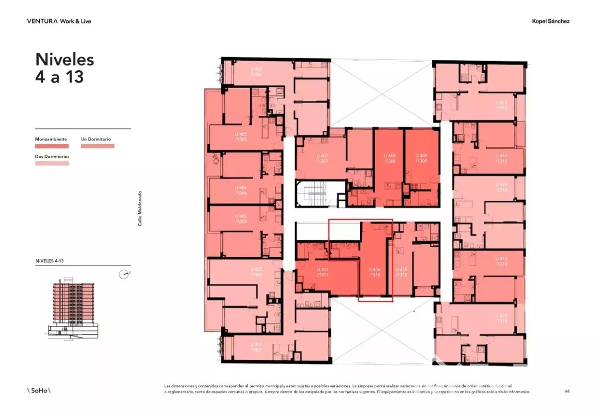 Apartamento ID.1283 - (Ref. 3.558) Venta monoambiente a estrenar en Palermo- Ventura Soho