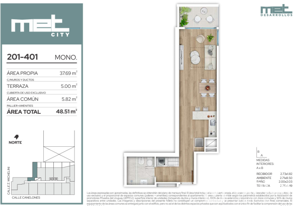 Apartamento ID.1575 - (Ref 3.864) Venta monoambiente en MET CITY Centro A ESTRENAR en diciembre de 2026! 