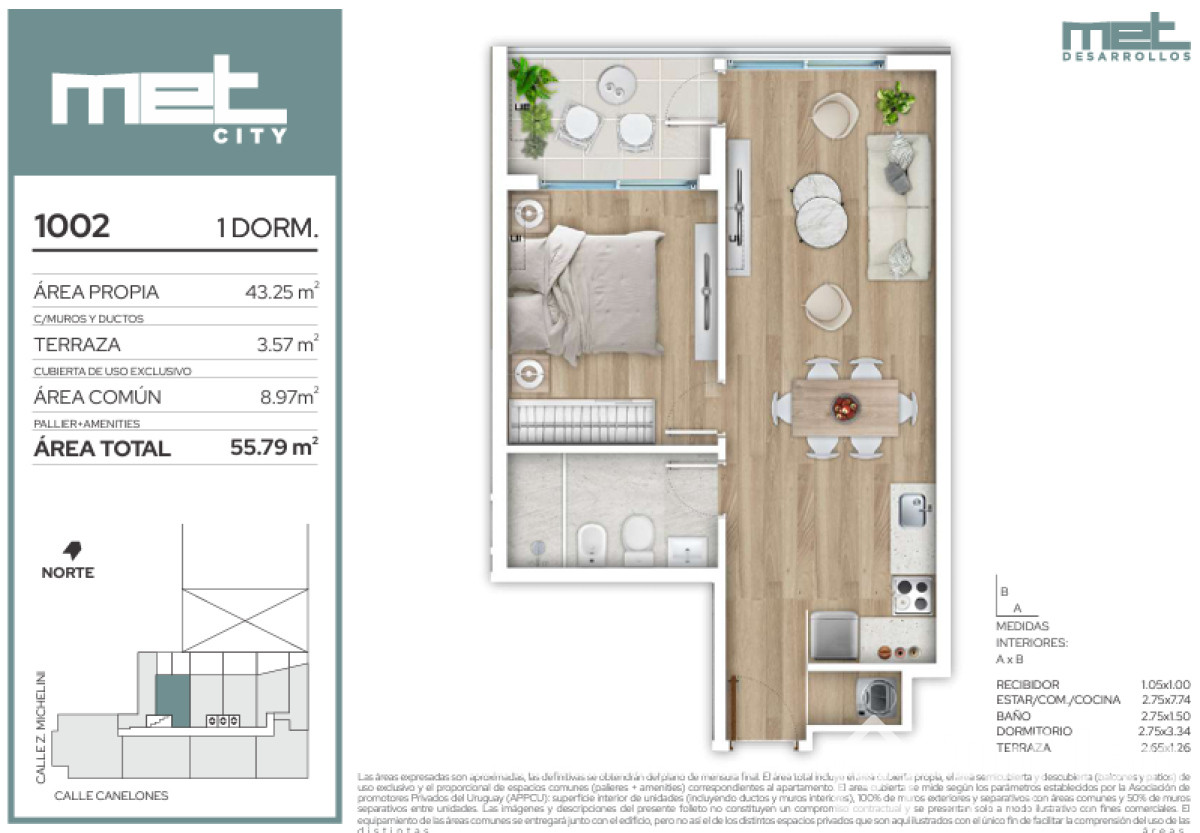 Apartamento ID.1582 - (Ref 3.865) Venta apartamento 1 dormitorio en MET CITY Centro A ESTRENAR en diciembre de 2026! 