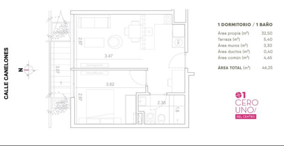 Apartamento ID.1888 - (Ref 4.293) Se alquila apartamento de 1 dormitorio en Centro 