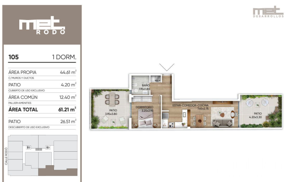 Apartamento ID.1574 - (Ref 3.863) Venta apartamento 1 dormitorio en MET RODÓ en el Cordón A ESTRENAR.
