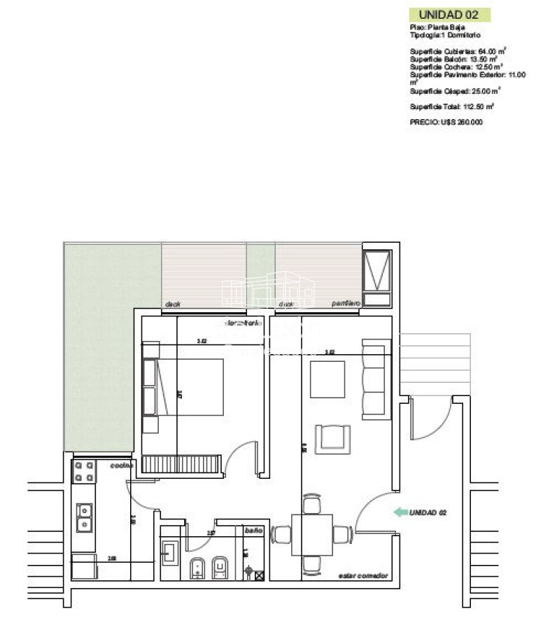 Apartamento ID.1057 - Departamento en venta de 1 dormitorio con jardín propio en Pinares, punta del Este