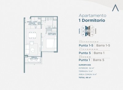 Departamento de un dormitorio en venta