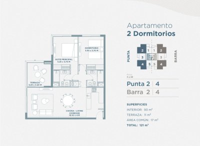Departamento de 2 dormitorios en venta