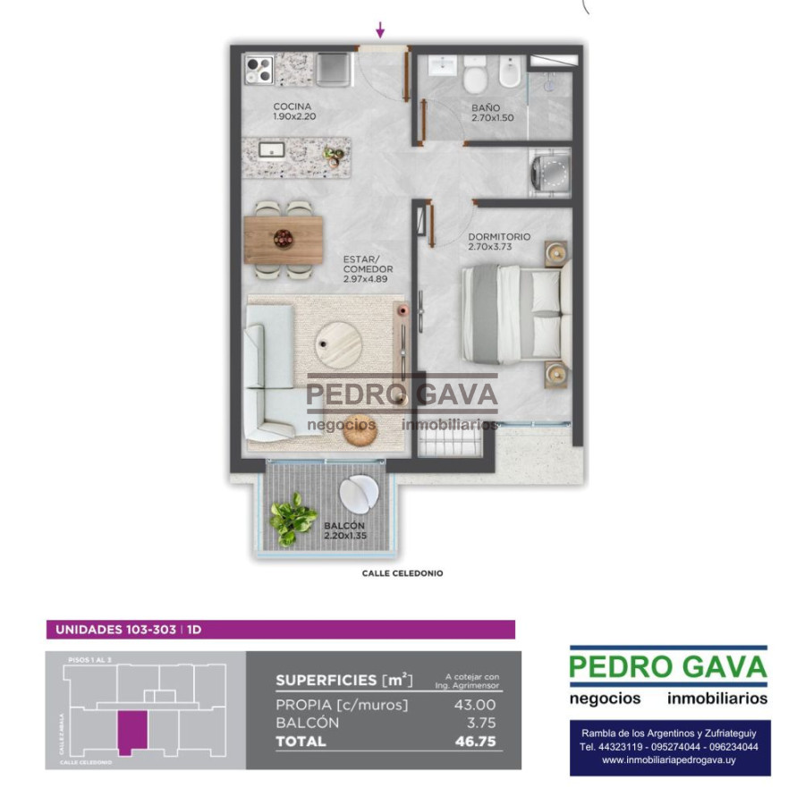 Apartamento ID.277 - A metros de la Rambla de Piriapolis !! apartamento a estrenar de 1 dormitorio.
