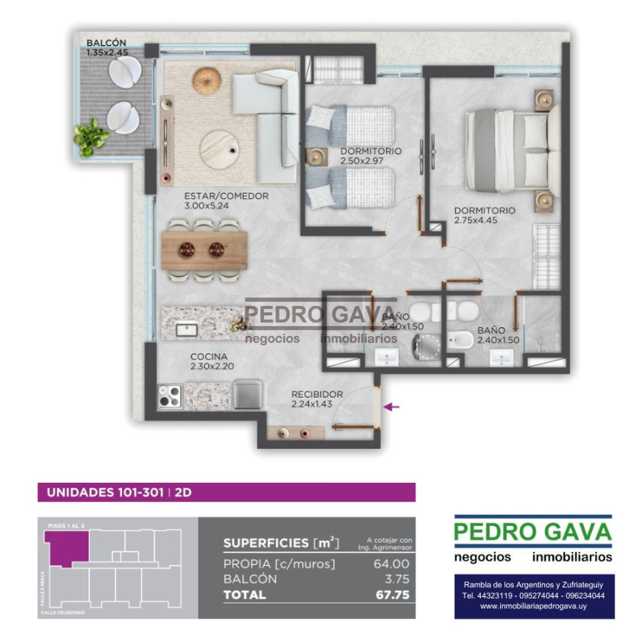 Apartamento ID.275 - Ideal para disfrutar de Piriapolis todo el año !!! apartamento a estrenar de 2 dormitorios y 2 baños.