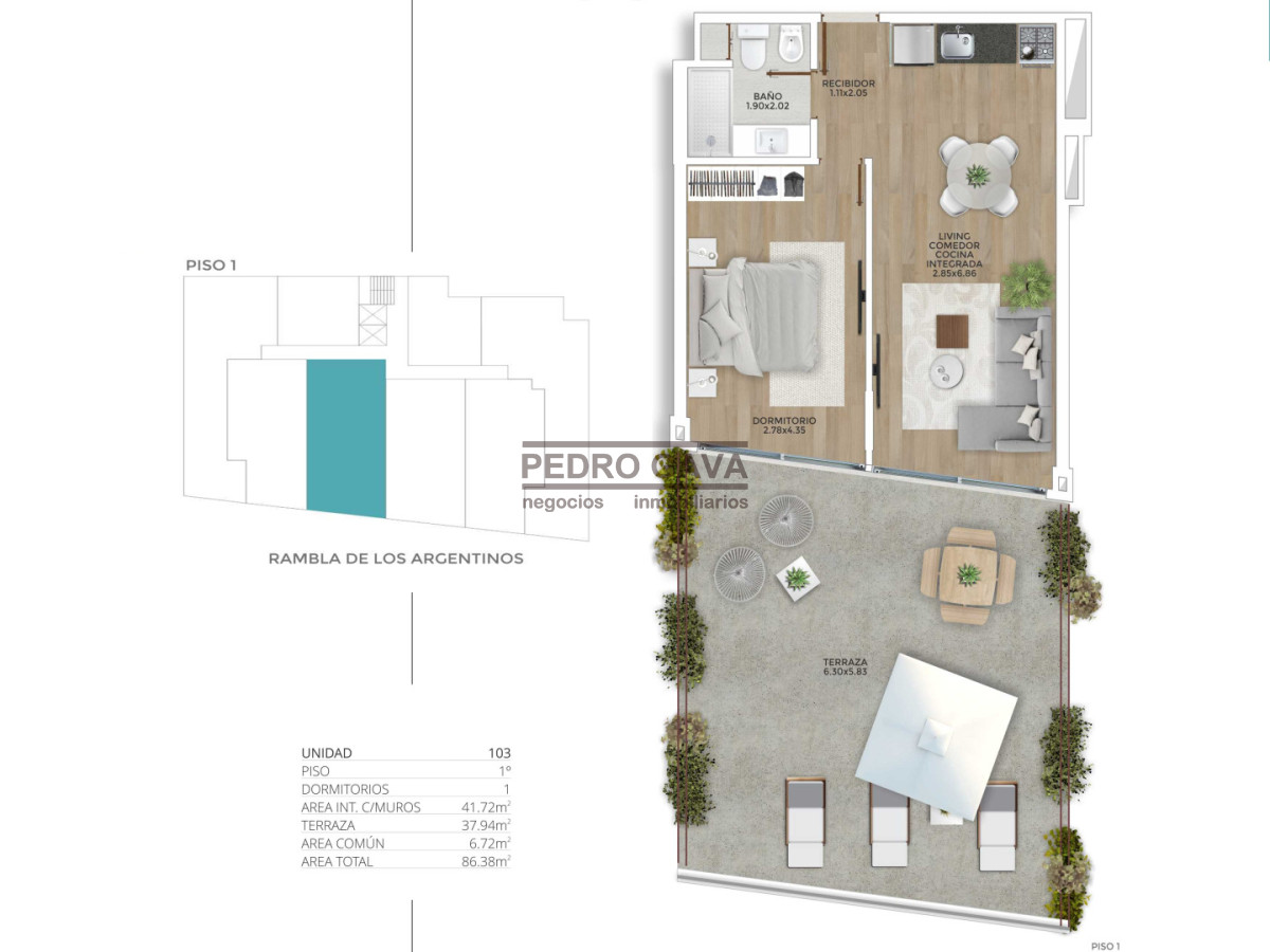 Apartamento ID.334 - Apartamento a la ventafrente al mar con gran terraza de 38 m² en Piriápolis !!