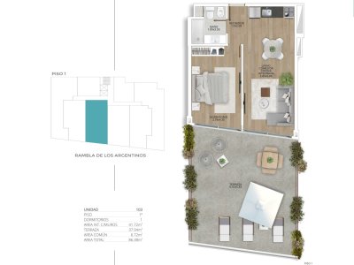 Apartamento ID.334 - Apartamento a la ventafrente al mar con gran terraza de 38 m² en Piriápolis !!