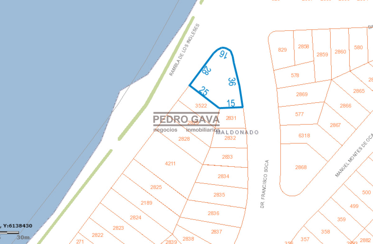 Terreno ID.125 - Proa en venta frente al mar sobre la Rambla de Punta Fria, Piriapolis