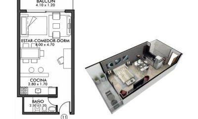 Venta apartamento monoambiente Roosevelt