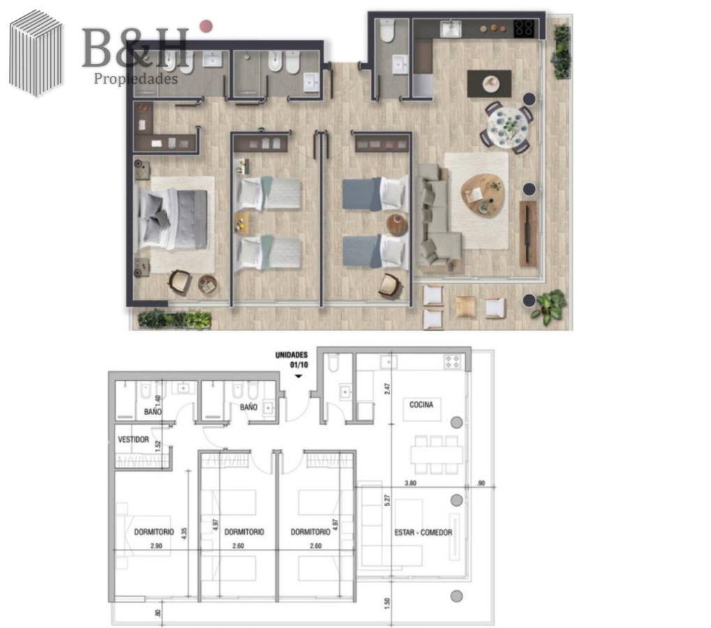Apartamento ID.6860 - Apartamento en venta de 3 dormitorios, Punta del Este
