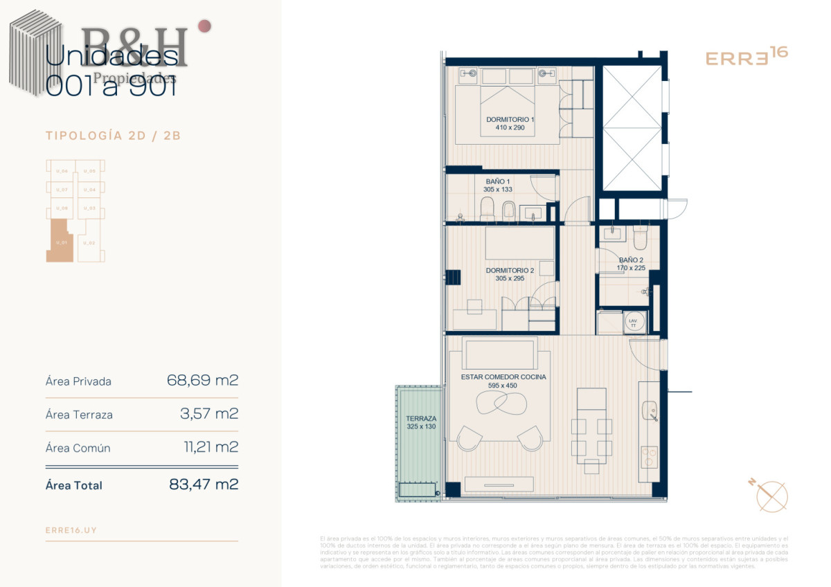 Apartamento ID.6357 - Apartamento esquinero de 2 dormitorios y 2 baños en venta, Punta del Este