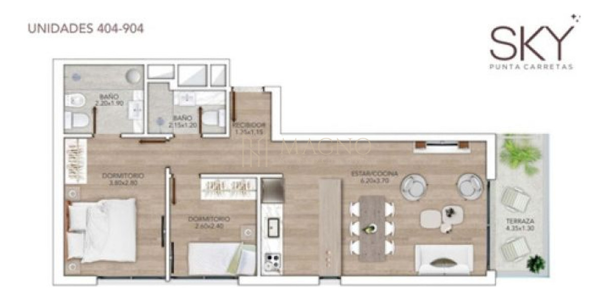 Apartamento ID.300 - Apartamento 2 dormitorios con garage SKY Punta Carretas