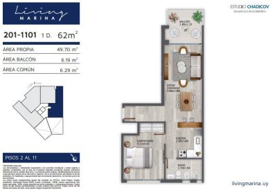 Apartamento en venta Living Marina 1 dormitorio 