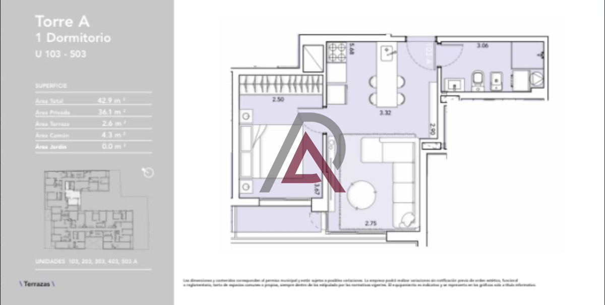 Apartamento ID.235 - ALQUILER APARTAMENTO 1 Dorm. - TRES CRUCES  - U 303 A 