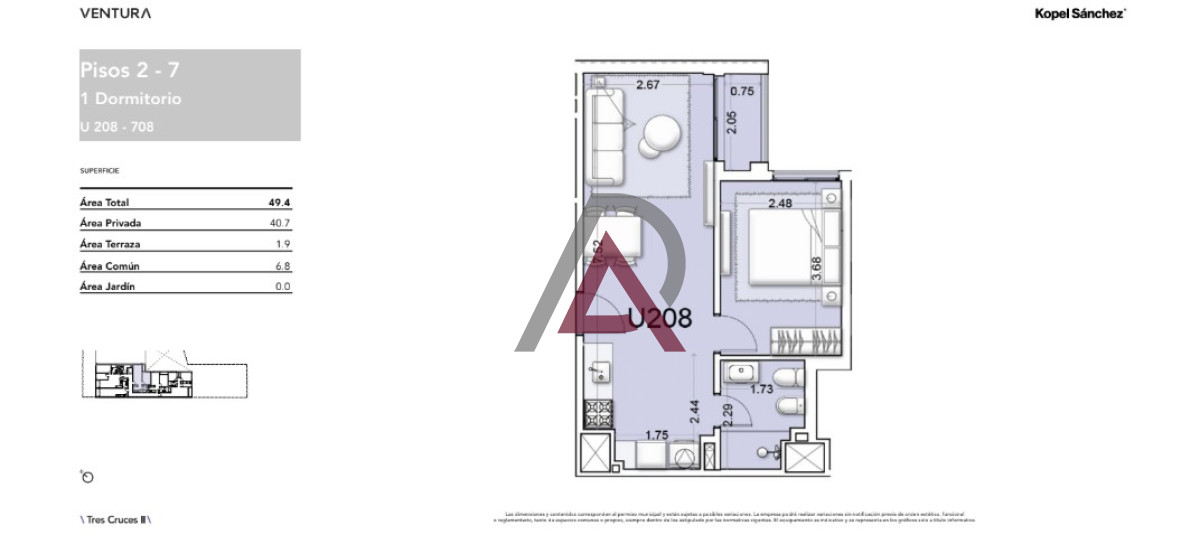Apartamento ID.177 - APARTAMENTO 1 Dorm. , LA BLANQUEADA, en PROMOCIÓN !!