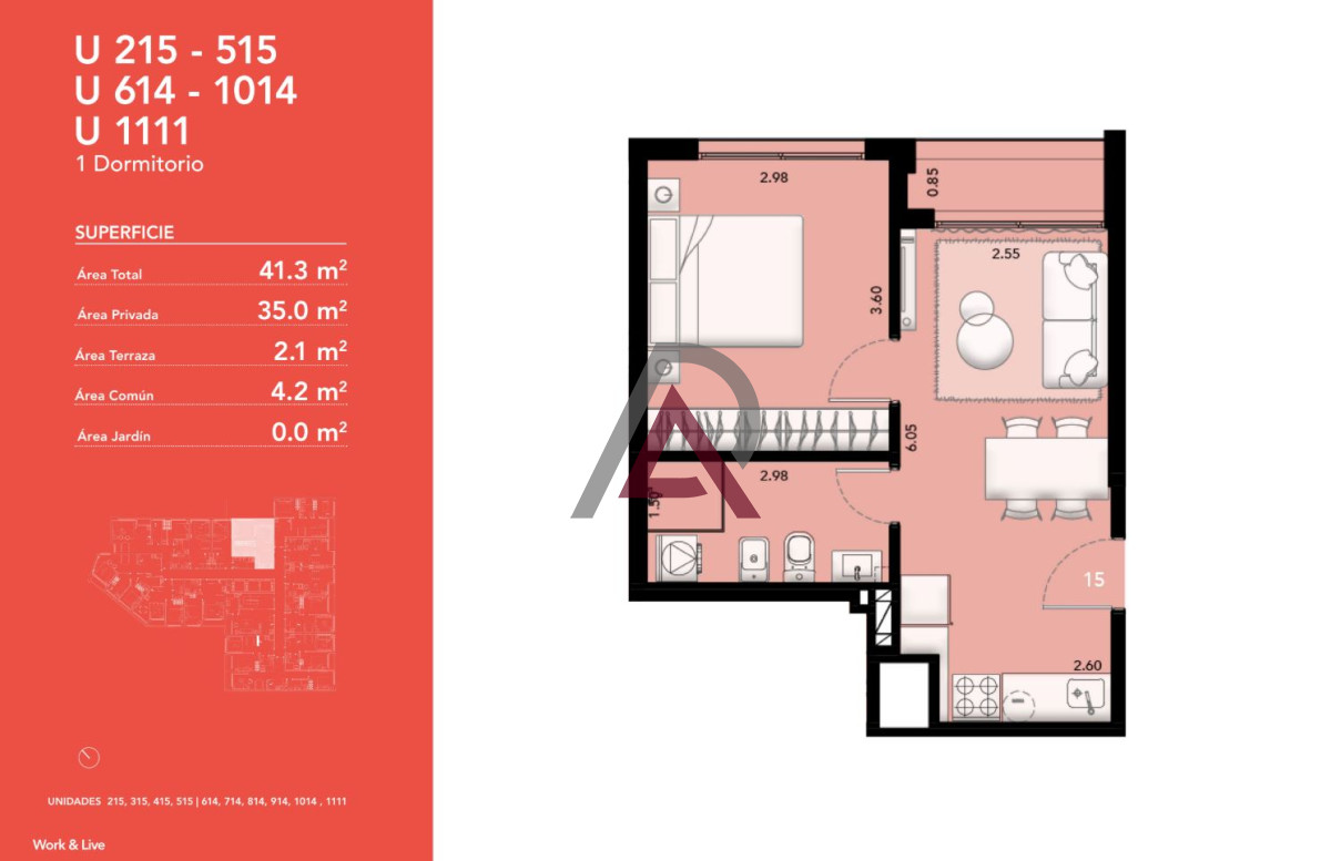Apartamento ID.202 - APARTAMENTO 1 Dorm. - TRES CRUCES - en Obra - ENTREGA: JUNIO 2025