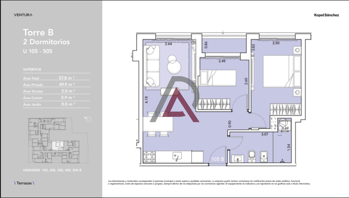 Apartamento ID.234 - ALQUILER APARTAMENTO 2 Dorm. - LA BLANQUEADA - U 405 B 