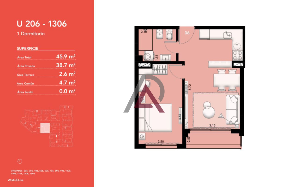 Apartamento ID.228 - VENTA APARTAMENTO 1 Dorm. - TRES CRUCES 