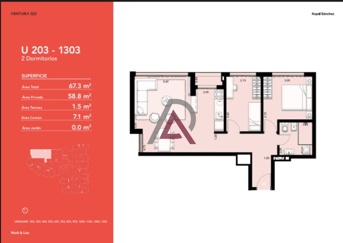 Apartamento ID.171 - APARTAMENTO 2 Dorm. - T.CRUCES - en Obra - U 203 - ENTREGA. JUNIO 2025