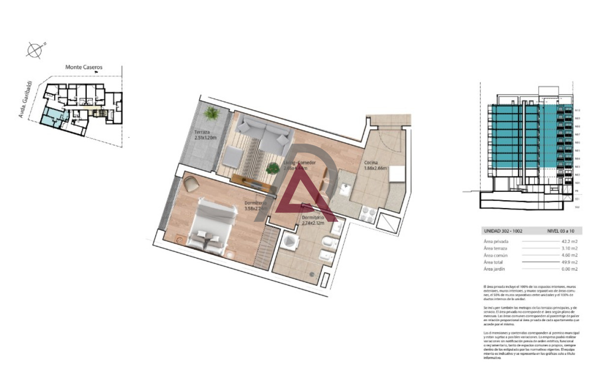 Apartamento ID.225 - ALQUILER APARTAMENTO 1 Dorm. - TRES CRUCES 