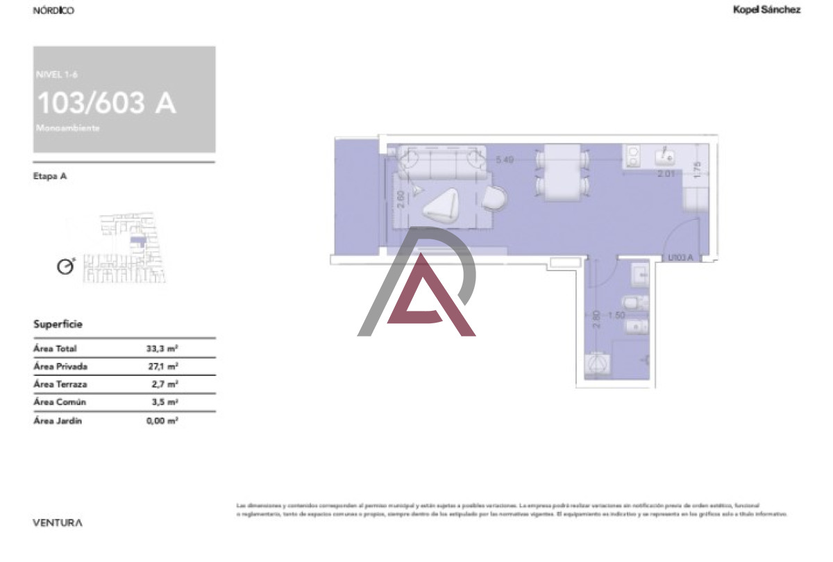 Apartamento ID.173 - MONOAMBIENTE- La Blanqueada - En Construcción - Entrega: Torre A : Mayo 2025