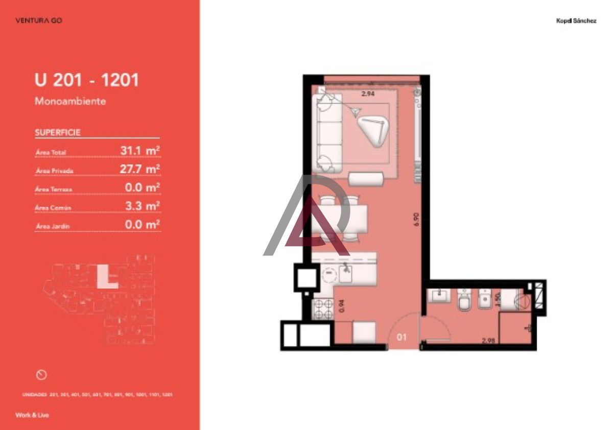Apartamento ID.140 - Monoambiente, Cordón - U 1201- Últimas unidades en PROMOCIÓN!!
