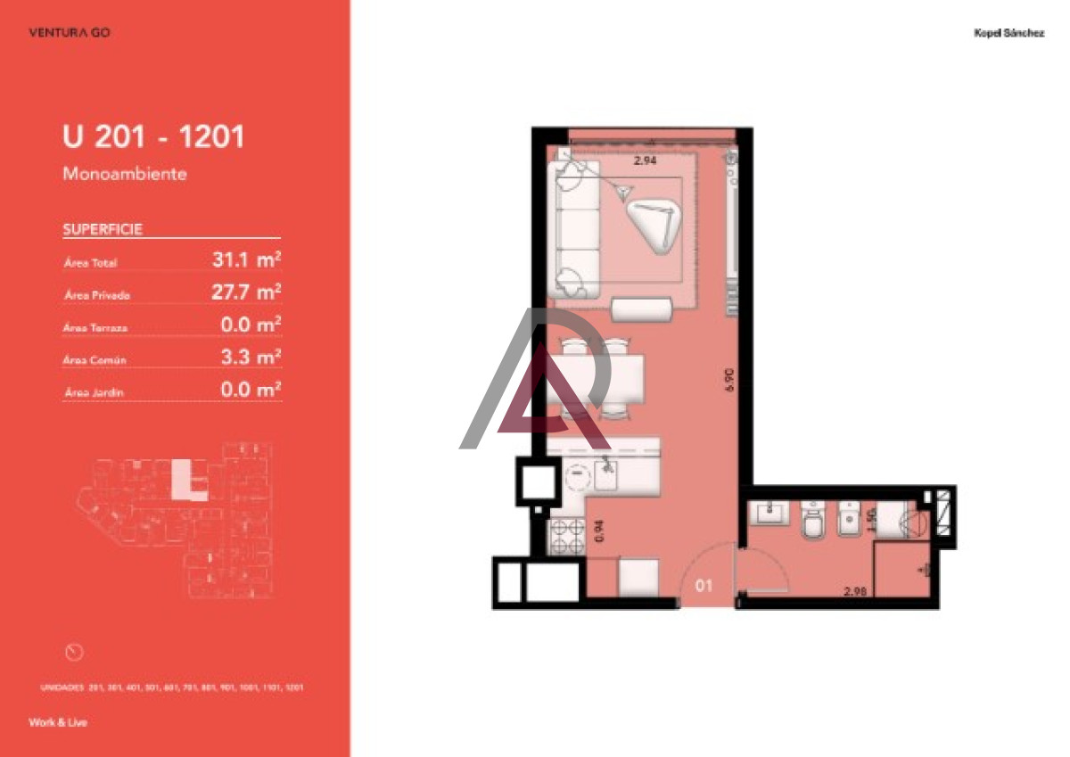 Apartamento ID.68 - Monoambiente, Cordón - U 401 - Últimas unidades en PROMOCIÓN!!