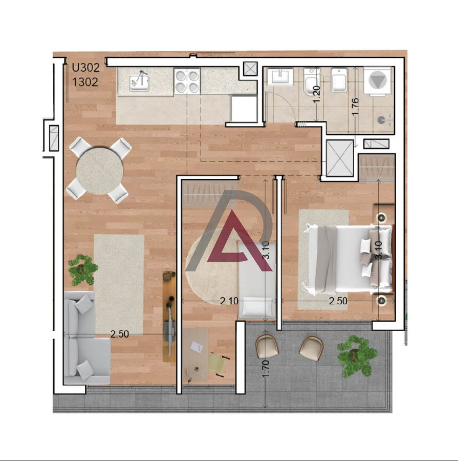 Apartamento ID.206 - ALQUILER APARTAMENTO 2 Dorm. - CORDON SUR - U 502 