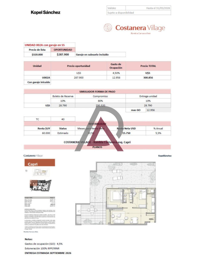 Apartamento ID.300 - OPORTUNIDADES Kopel- Sánchez  ABRIL 2026
