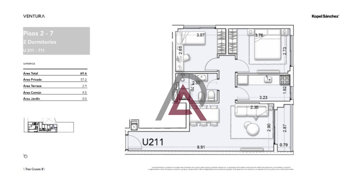 Apartamento ID.185 - APARTAMENTO 2 Dorm. , LA BLANQUEADA, en PROMOCIÓN !!