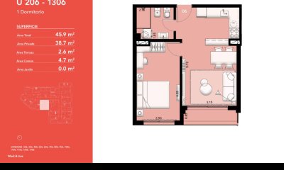 VENTA APARTAMENTO 1 Dorm. - TRES CRUCES