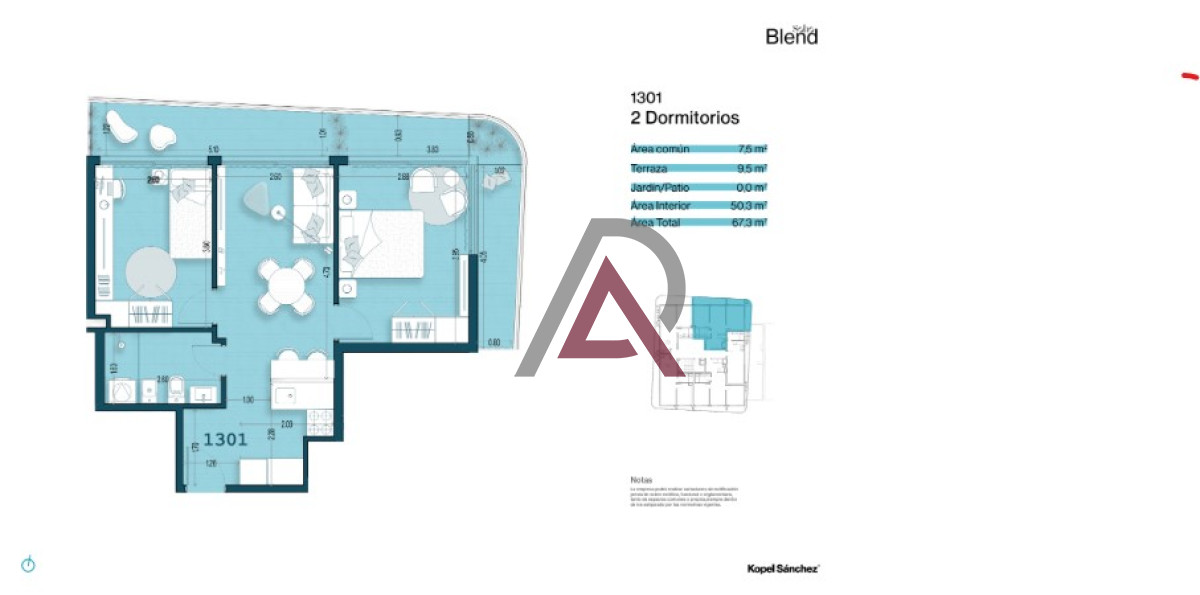 Apartamento ID.132 - BLEND SOHO - En Pozo - U 1301 - 2 Dormitorios - Cordón