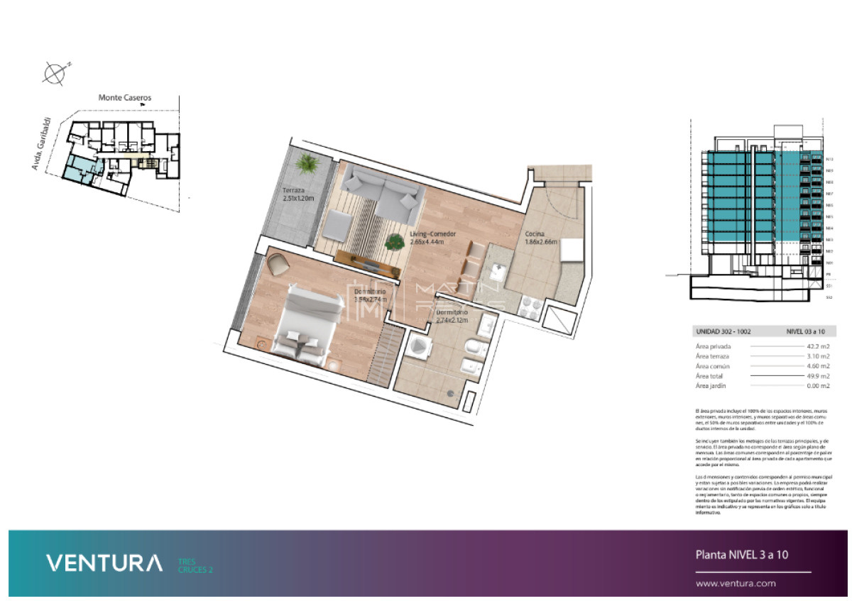 Apartamento ID.1217/Alquiler-Apartamento-1-Dormitorio-en-Tres-Cruces--(COD-1217) - Alquiler Apartamento 1 Dormitorio en Tres Cruces  (COD 1217)