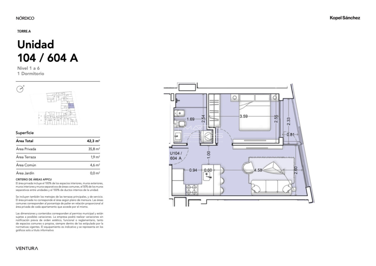 Apartamento ID.1543 - Alquiler 1 dormitorio a estrenar en La Blanqueada - Ventura Nórdico - Estrena ubicación estratégica (cod 1543)
