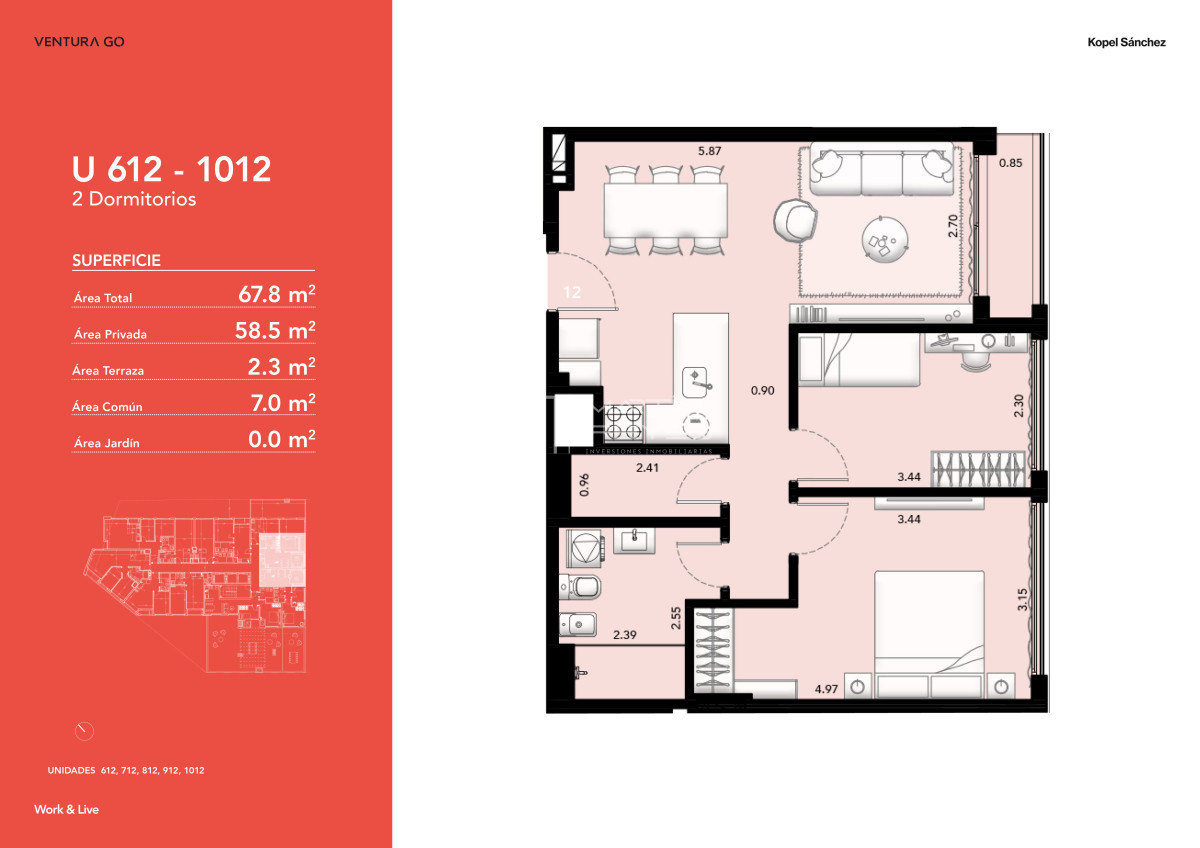 Apartamento ID.1564 - Alquiler Departamento de 2 dormitorios en Cordón (cod 1564)