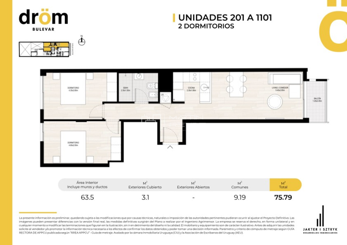 Apartamento ID.1087 - Venta Aparamento 2 Dormitorios en Tres Cruces (cod 1087)