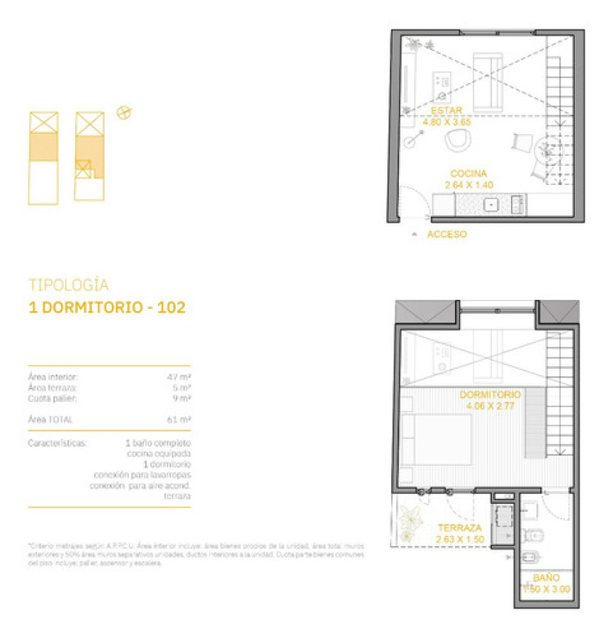 Apartamento ID.1175 - Venta Apartamento De 1 Dormitorio A Estrenar En Aguada! Duplex! Gran Oportunidad! A Metros De Avenida Del Libertador cod 1175