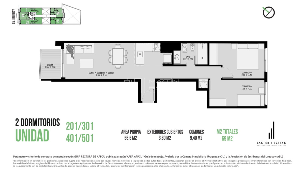 Apartamento ID.698 - Venta Apartamento 2 Dormitorios en el Cordón