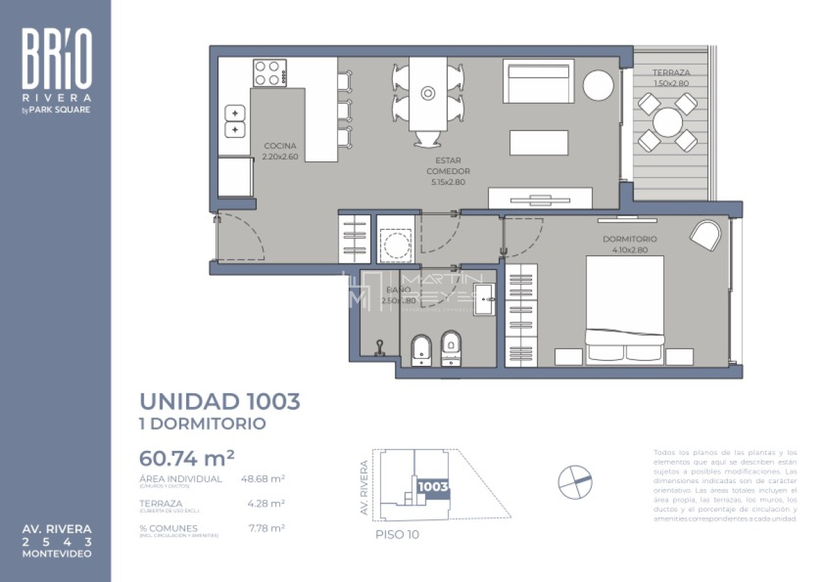 Apartamento ID.1515 - Venta de PentHouse 1 dormitorio en Pocitos (cod 