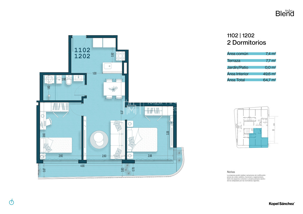 Apartamento ID.1332 - Venta Apartamento 2 Dormitorios en Cordon Sur (Cod. 1332)