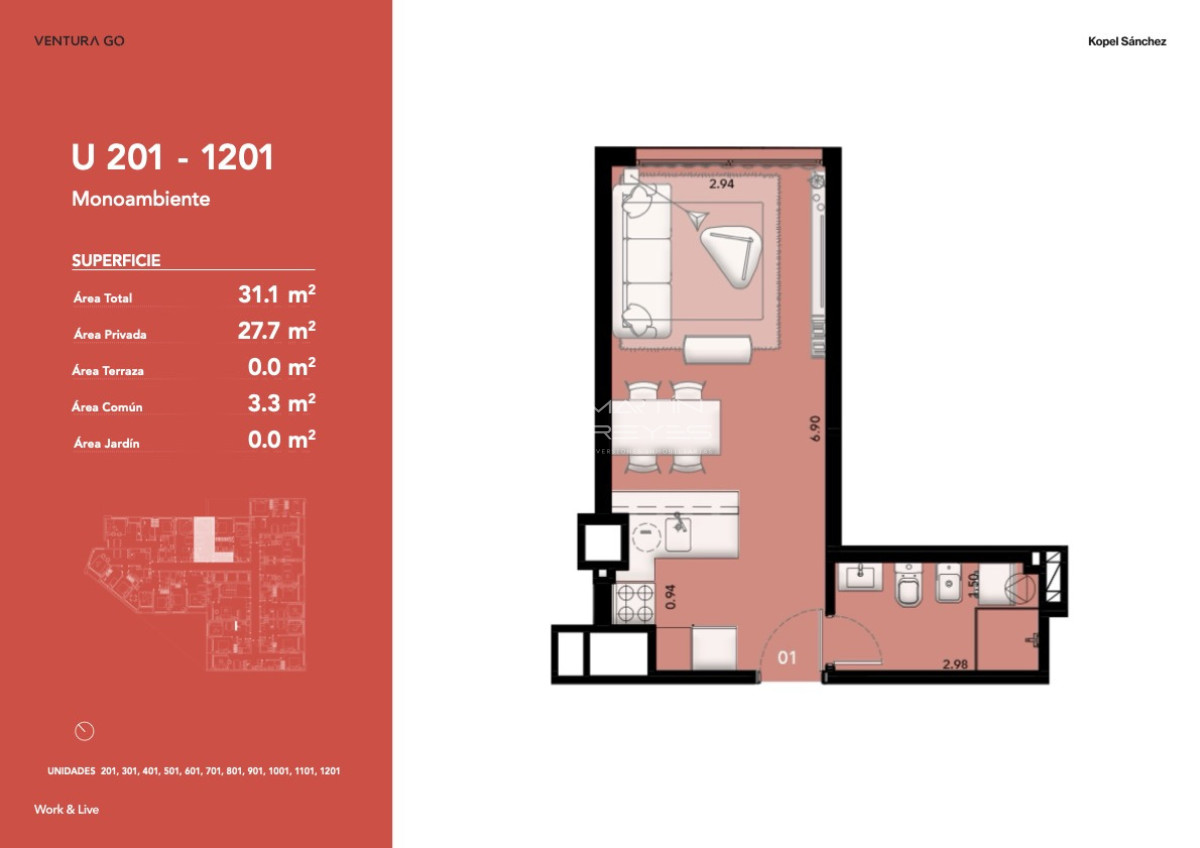 Apartamento ID.1534 - Alquiler Monoambiente a estrenar en Cordón - Ventura GO! - Ubicación premium(cod 1534)