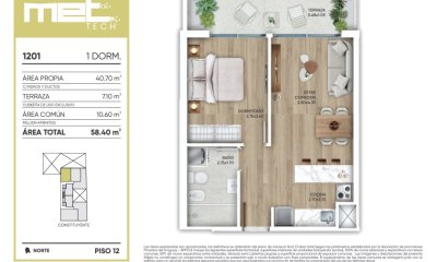 Venta Apartamento de 1 Dormitorio Cordón (COD 201)