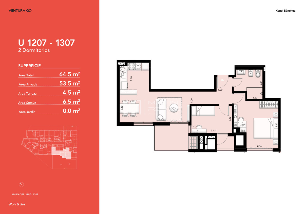 Venta Apartamento 2 Dormitorios en Tres Cruces (Cod. 1470)