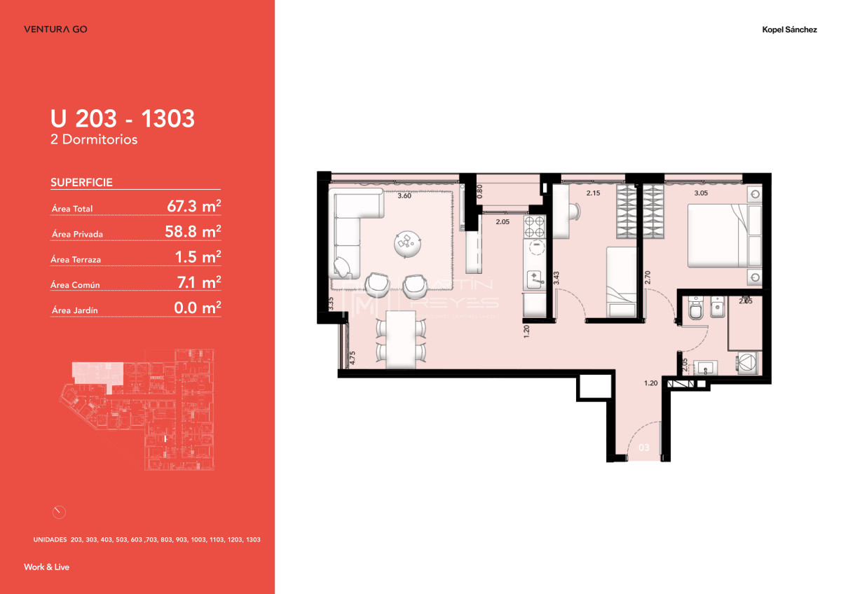 Venta Apartamento 2 Dormitorios en Tres Cruces (Cod. 1468)