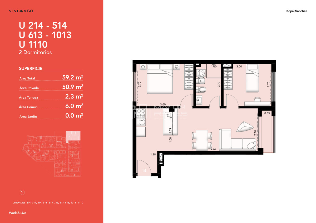 Venta Apartamento 2 Dormitorios en Tres Cruces (Cod. 1465)