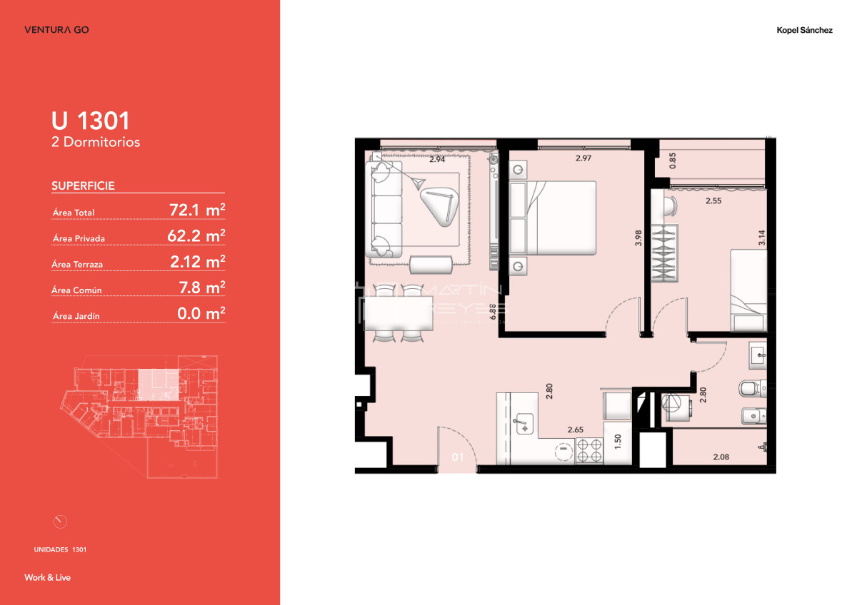 Venta Apartamento 2 Dormitorios en Tres Cruces (Cod. 1467)
